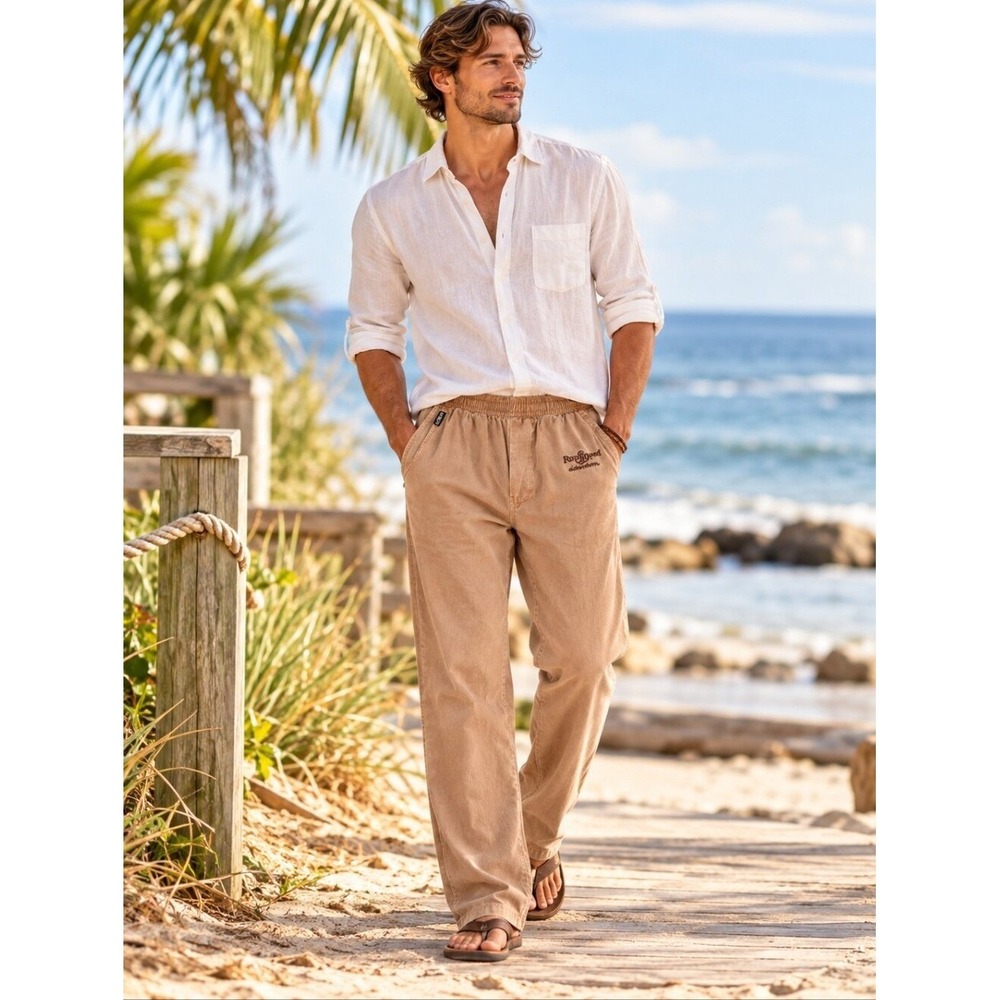 Crazy Shirts Hawaii Rum Dyed Twill Pull On Pants Brown Mens Small Casual Beach